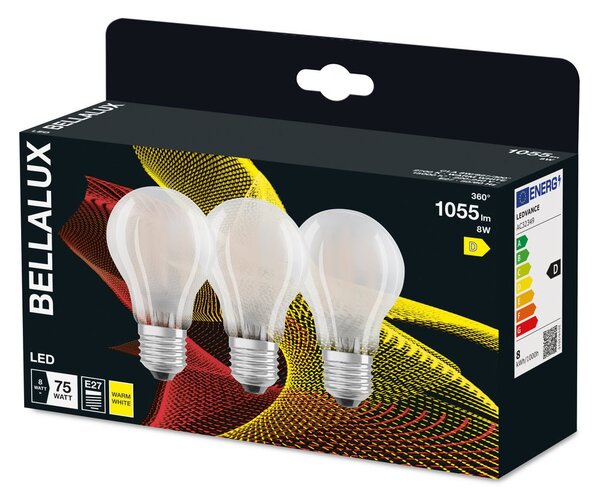 3x matná LED žárovka E27 8W CLASSIC A, teplá bílá