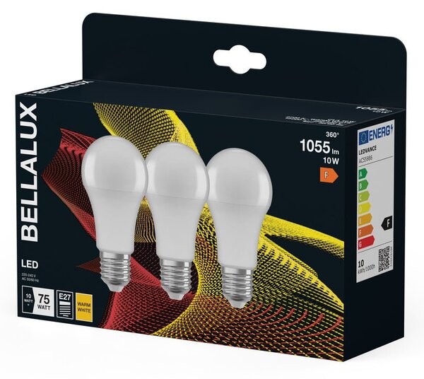 3x matná LED žárovka E27 10W CLASSIC A, teplá bílá