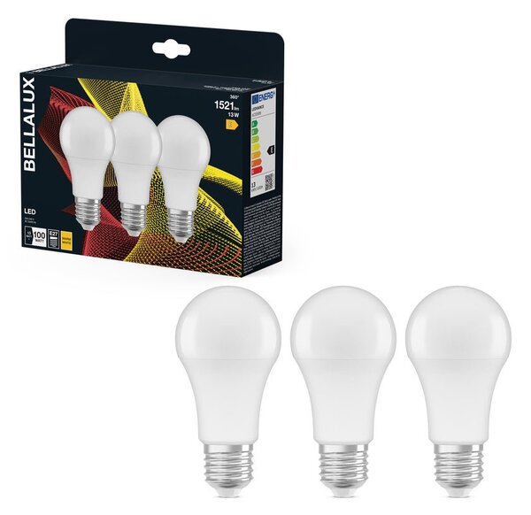 3x matná LED žárovka E27 13W CLASSIC A, teplá bílá