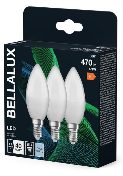 3x svíčková LED žárovka matná E14 4.9W CLASSIC B, studená bílá