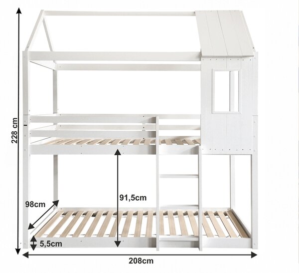 Detská Patrová postel 90 cm Atrinia (bílá) (s roštem)