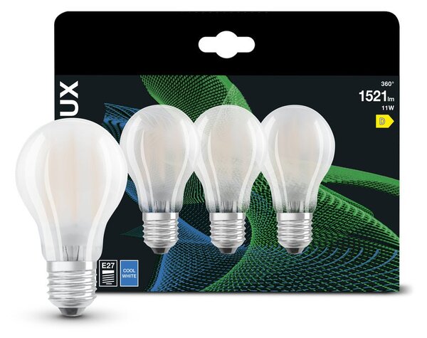 3x matná LED žárovka E27 11W CLASSIC A, studená bílá
