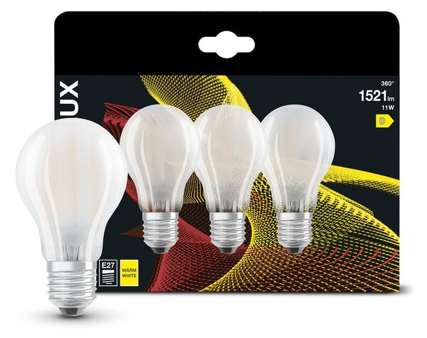 3x matná LED žárovka E27 11W CLASSIC A, teplá bílá
