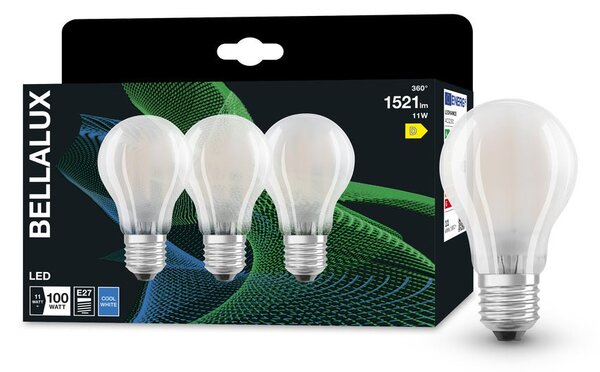 3x matná LED žárovka E27 11W CLASSIC A, studená bílá