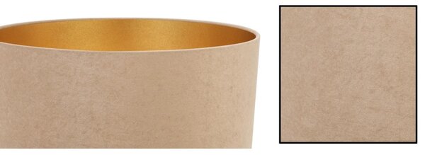 Závěsné svítidlo Mediolan, 1x tmavě obéžové/zlaté textilní stínítko, černá konstrukce, (fi 44cm)