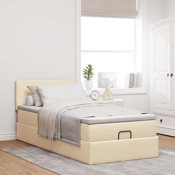 Osmanský rám postele s matrací krémově 80x200cm textil 3311336