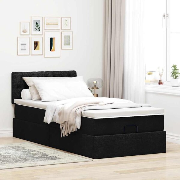 Osmanský rám postele s matrací černá 90x190cm textil 3311506