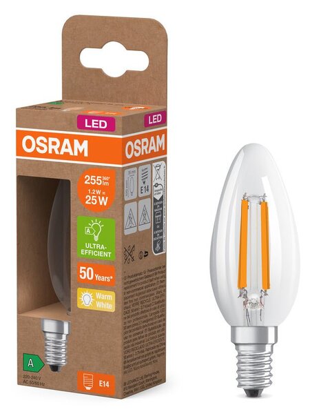 LED žárovka ultra účinná E14 1.2W CLASSIC B, teplá bílá