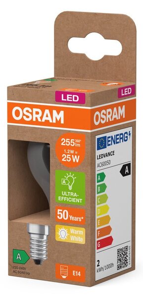 LED žárovka ultra účinná E14 1.2W CLASSIC P, teplá bílá