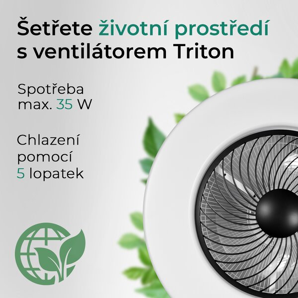 Noaton 12058B (2024) Triton, černá, stropní ventilátor se světlem (Použitý, Záruka 21 měsíců)