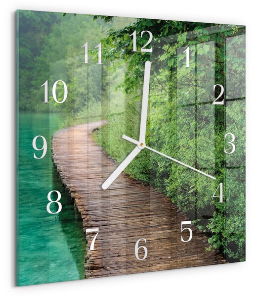 Skleněné hodiny Dřevěný chodník zskb-30x30-00084643