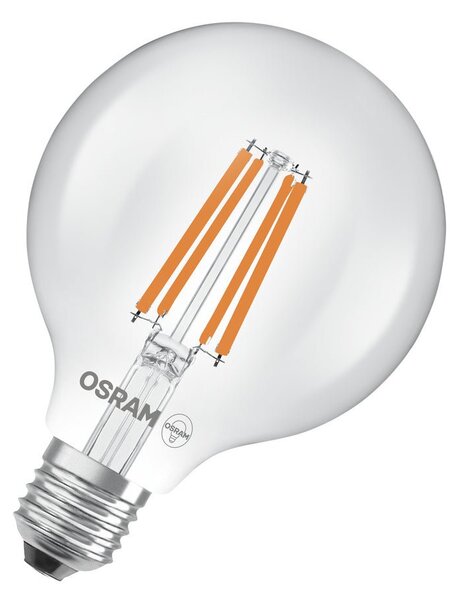 Ultra účinná LED žárovka E27 5W GLOBE95, teplá bílá