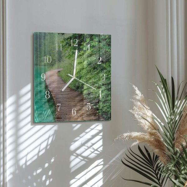 Skleněné hodiny Dřevěný chodník zskb-30x30-00084643