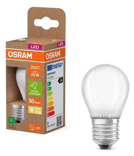 Ultra účinná LED žárovka E27 1.2W CLASSIC P, teplá bílá