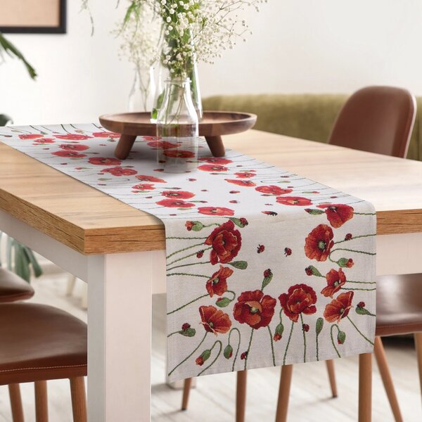 GOBELÍNOVÝ BĚHOUN NA STŮL PAPAVER 40X100 CM KVĚTY