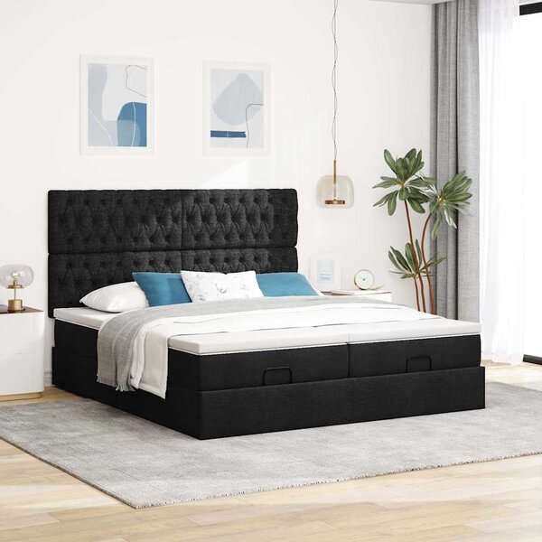Osmanský rám postele s matrací černá 180x200cm textil 3313715