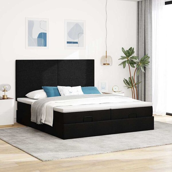 Osmanský rám postele s matrací černá 160x200cm textil 3313666