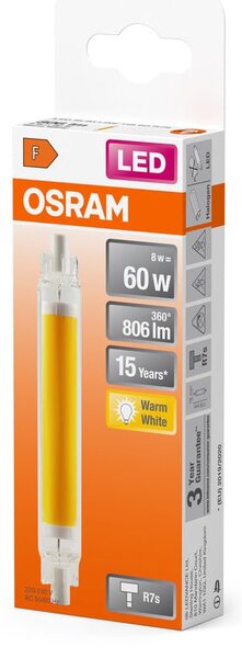 LED žárovka R7s 8W SLIM LINE, teplá bílá