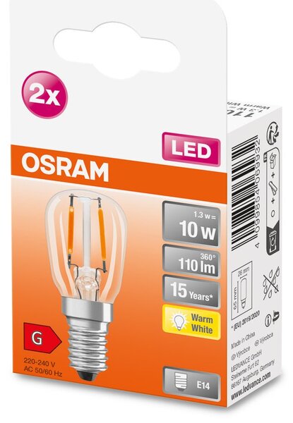 2x mini LED žárovka E14 1.3W, teplá bílá