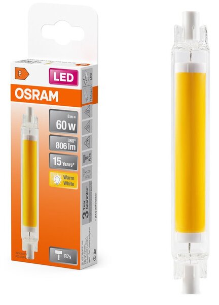 LED žárovka R7s 8W SLIM LINE, teplá bílá