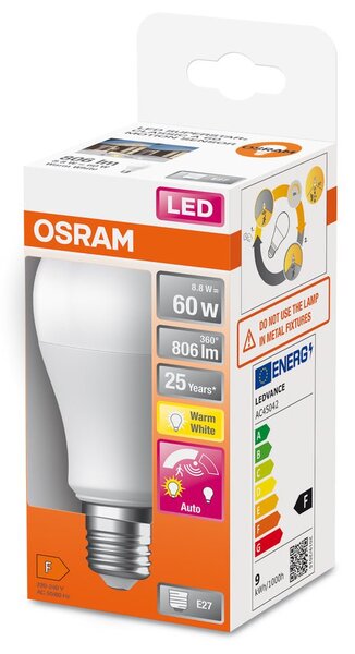 LED žárovka se senzorem E27 8.8W SUPERSTAR, teplá bílá