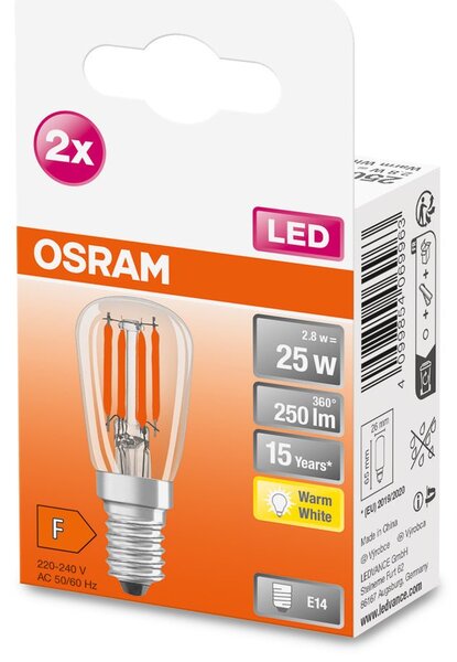 2x mini LED žárovka E14 2.8W, teplá bílá