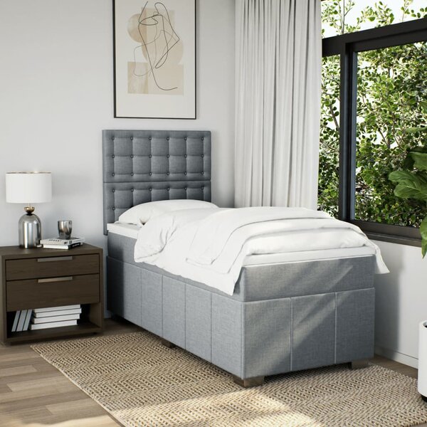 Box spring postel s matrací světle šedá 80 x 200 cm textil 3293809