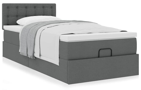 Osmanský rám postele s matrací tmavě šedá 80x200cm textil 3311581