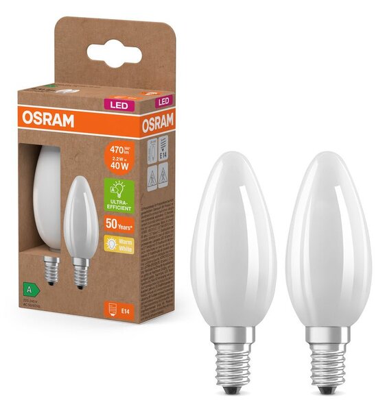 2x účinná LED žárovka matná E27 2.2W CLASSIC B, teplá bílá
