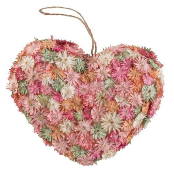 Závěsné jarní srdce se suchými květy - 16*5*14cm