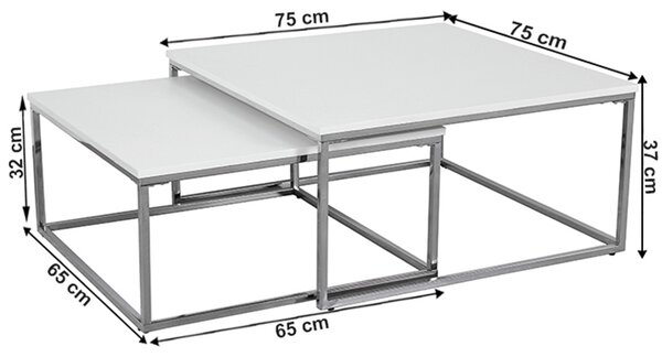 HezkýNábytek.cz Set 2 konferenčních stolků Edissa (bílá + chrom). 1015925