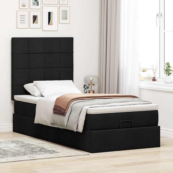 Osmanský rám postele s matrací černá 80x200cm textil 3313114