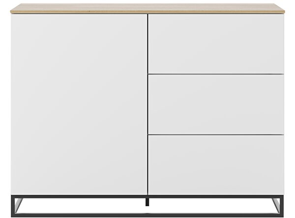 Porto Deco Bílá dřevěná komoda Lettia II 120 x 50 cm s dubovou deskou
