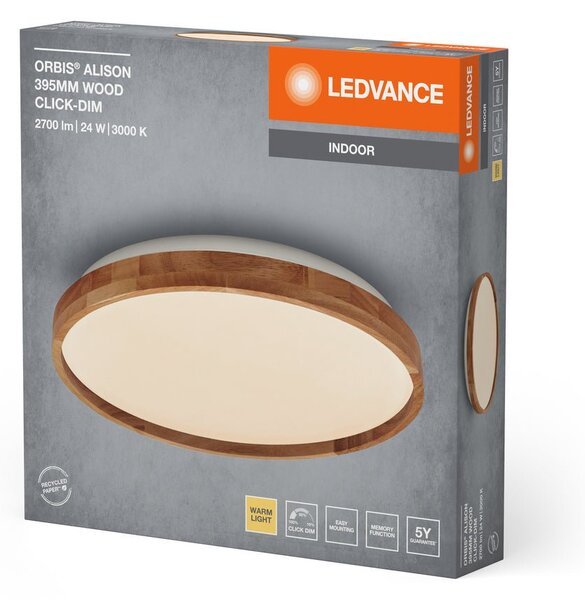Dřevěné LED stropní svítidlo 395 mm ORBIS, teplá bílá