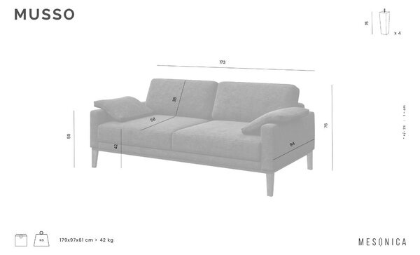 Tmavě šedá látková dvoumístná pohovka MESONICA Musso Tufted 173 cm
