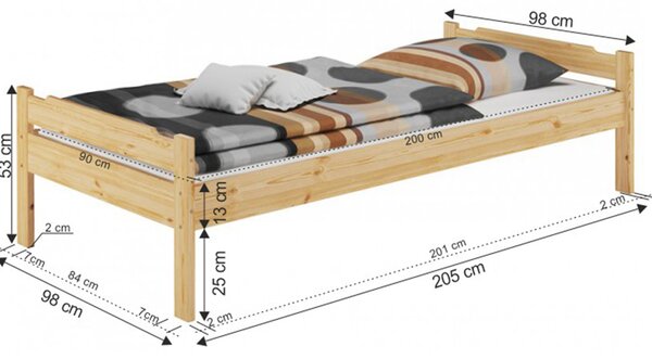 Jednolůžková postel 90 cm Lipo (přírodní)