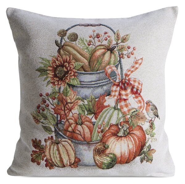 GOBELÍNOVÝ DEKORAČNÍ POVLAK NA POLŠTÁŘ PUMPKIN2 45X45 CM VZOROVANÁ