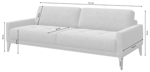 Světle šedá třímístná látková pohovka MESONICA Musso Tufted 211 cm