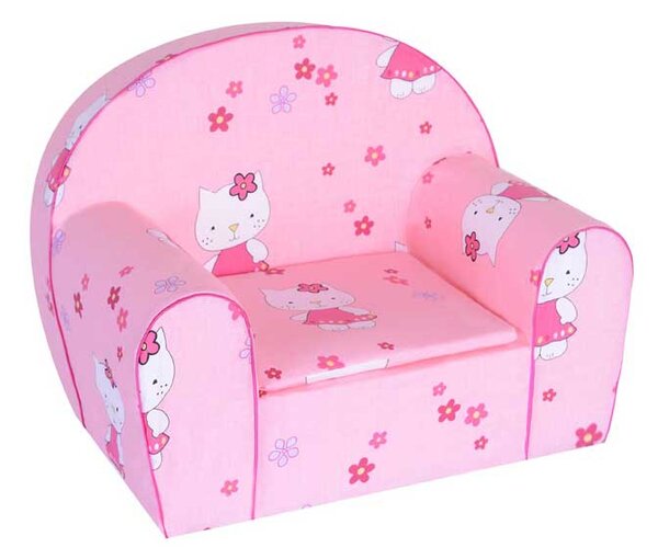 Svět pokojů Dětské molitanové křesílko růžové - kočičky