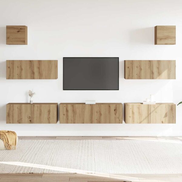 Sada 7 kusů nástěnné TV skříňka dub artisan kompozitní dřevo 3329212