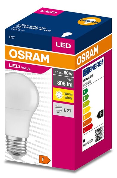 Matná LED žárovka E27 8.5 W CLASSIC A, teplá bílá
