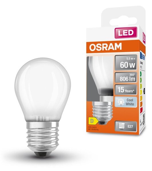 Matní LED žárovka E27 5.5 W STAR CLASSIC P, studená bílá