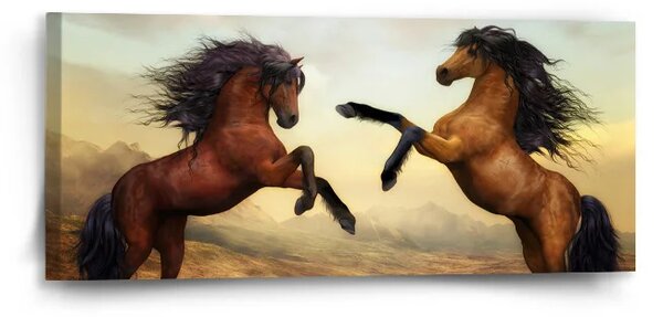 Sablio Obraz Vzpínající se koně - 110x50 cm
