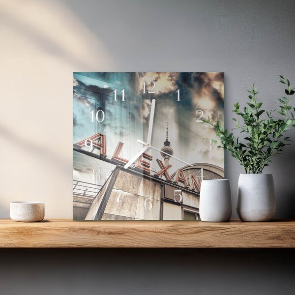 Skleněné hodiny Alexandrovo náměstí zskb-30x30-00086519