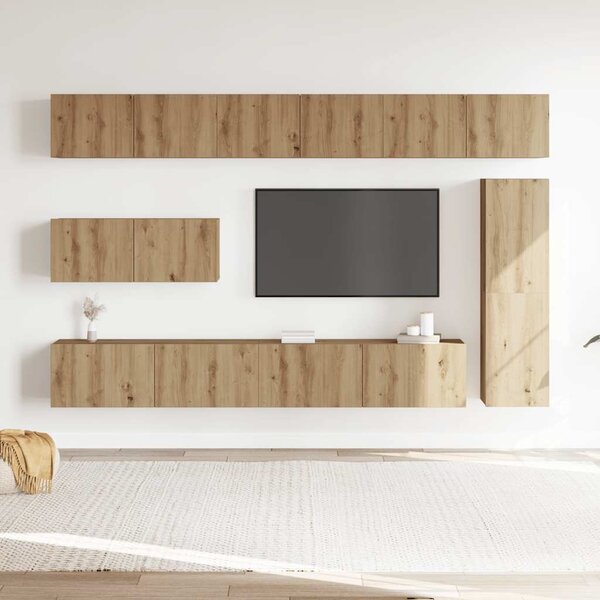 Sada 7 kusů nástěnné TV skříňka dub artisan kompozitní dřevo 3329214