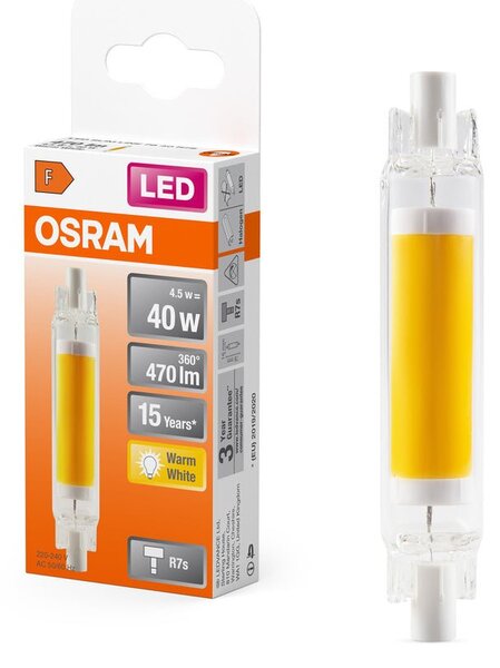 LED žárovka R7s 4.5W SLIM LINE, teplá bílá