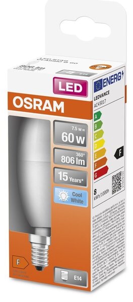 Matná LED žárovka E14 7.5 W STAR CLASSIC B, studená bílá