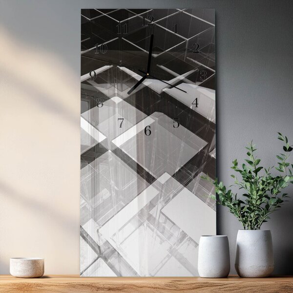 Skleněné hodiny vertikální Skleněná kostka zsppc-30x60-00170897