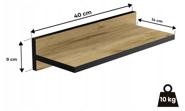 Police laminovaná deska HWS FURNITURE 40 x 15 cm dub craft zlatý