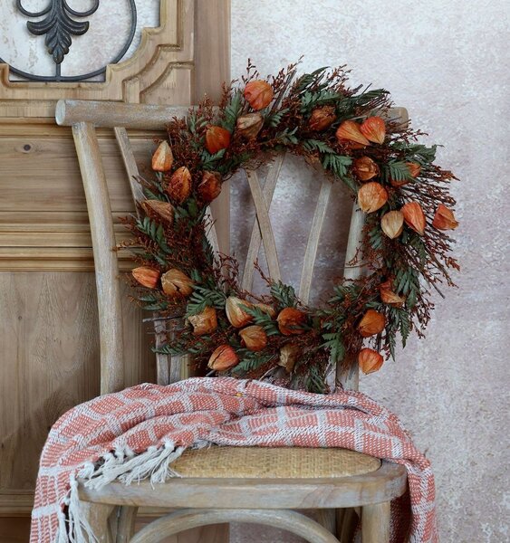 Podzimní dekorativní věnec s mochyní Fleuria - Ø 46*8 cm - Chic Antique